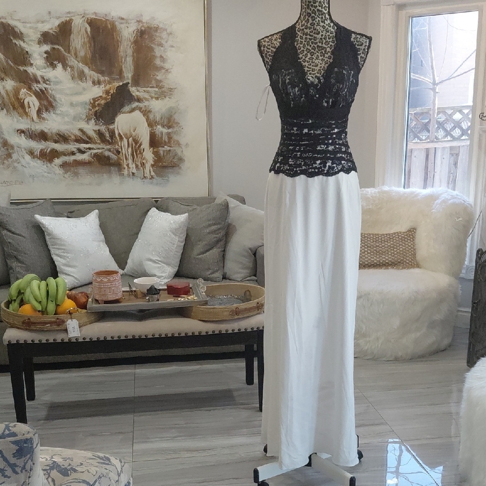 Sophia Tolli Black and White Lace Gown